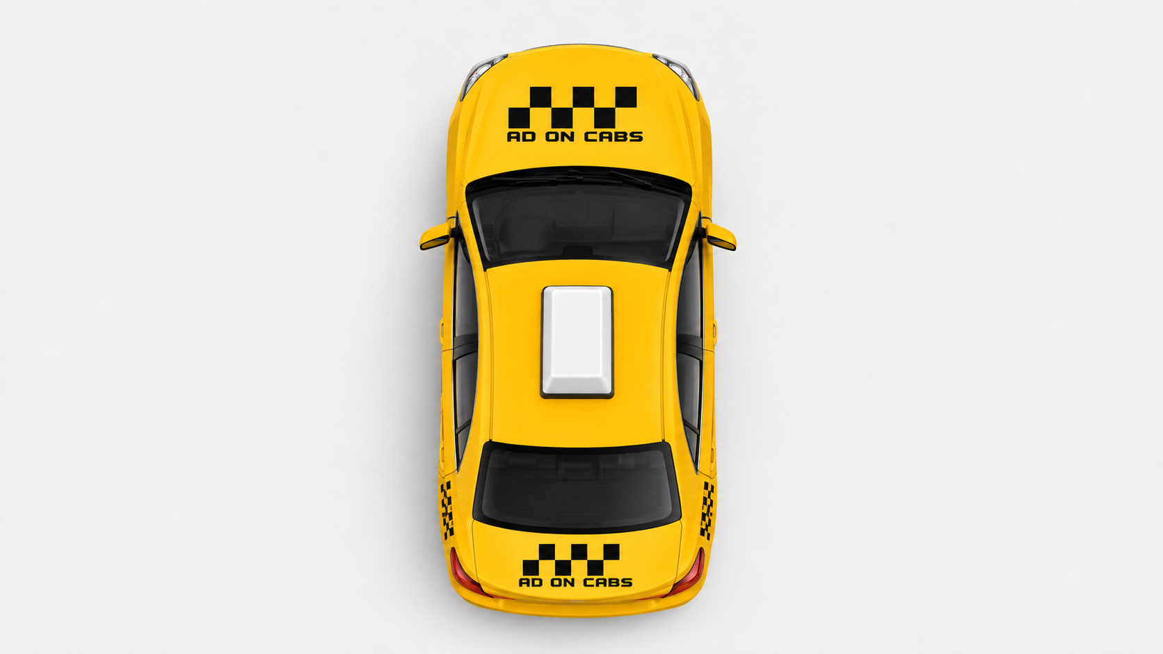Top view of an Ad On Cabs yellow taxi